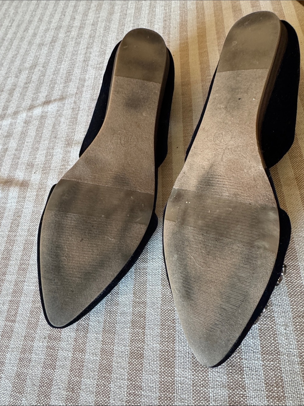 Mossimo Supply Co. Navy Pointed Toe Flats with Crystal Flower Accents - Picture 4 of 8